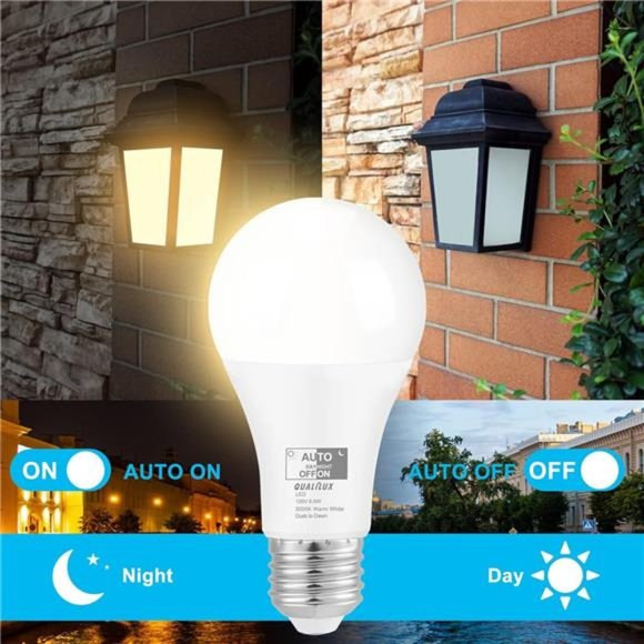 Dusk to Dawn Light Bulbs Outdoor 850 Lumen, 60W Equivalent, 4-Pack - Picture 2 of 6